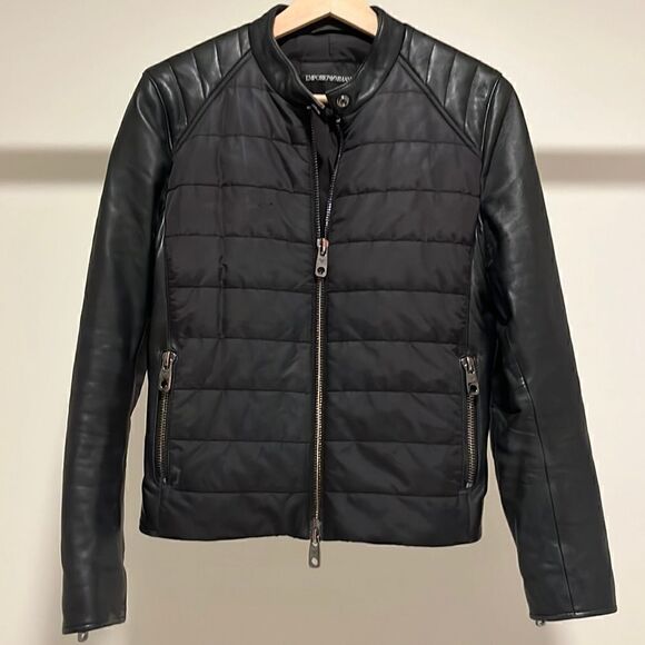 Emporio Armani quilted leather moto jacket - Picture 1 of 5